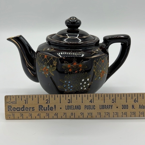 JAPANESE BROWN HAND-PAINTED CERAMIC MORIAGE TEAPOT - Picture 9 of 9
